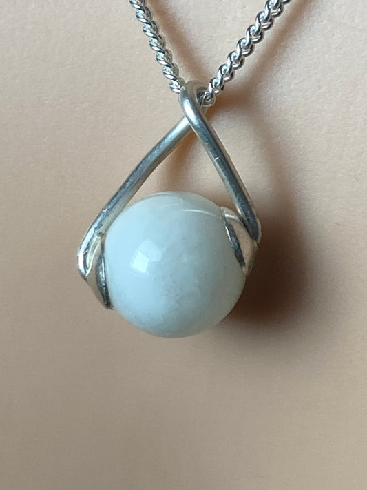 Silver White moonstone necklaces