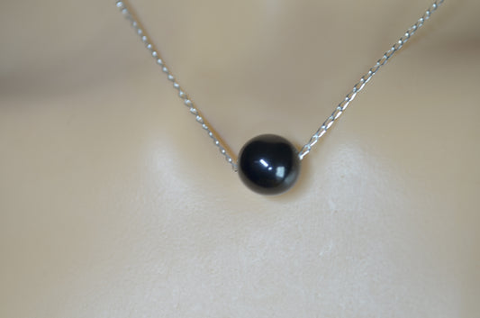 black onyx 10mm bead sterling silver chain, natural bell shape stone