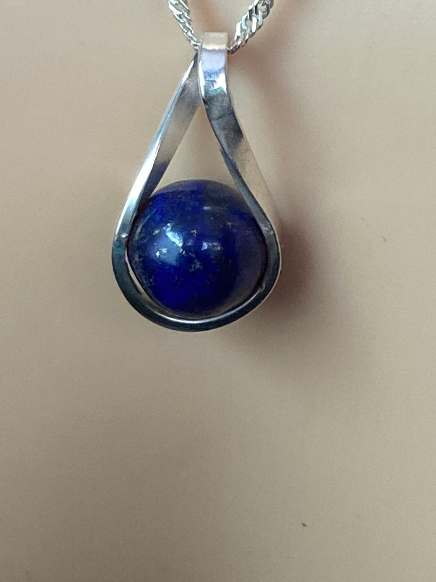 Lapis lazuli Silver necklace, 18” silver chain