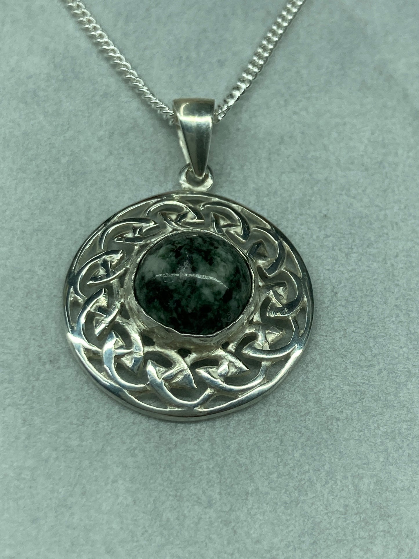 Preseli Bluestone and silver necklace, solid 925 sterling silver, 18” chain