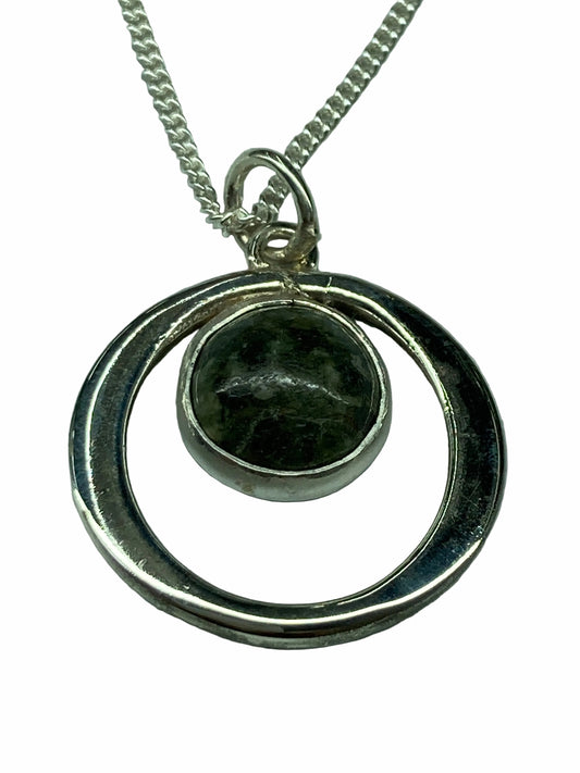 Preseli Bluestone and silver necklace, solid 925 sterling silver, 18” chain