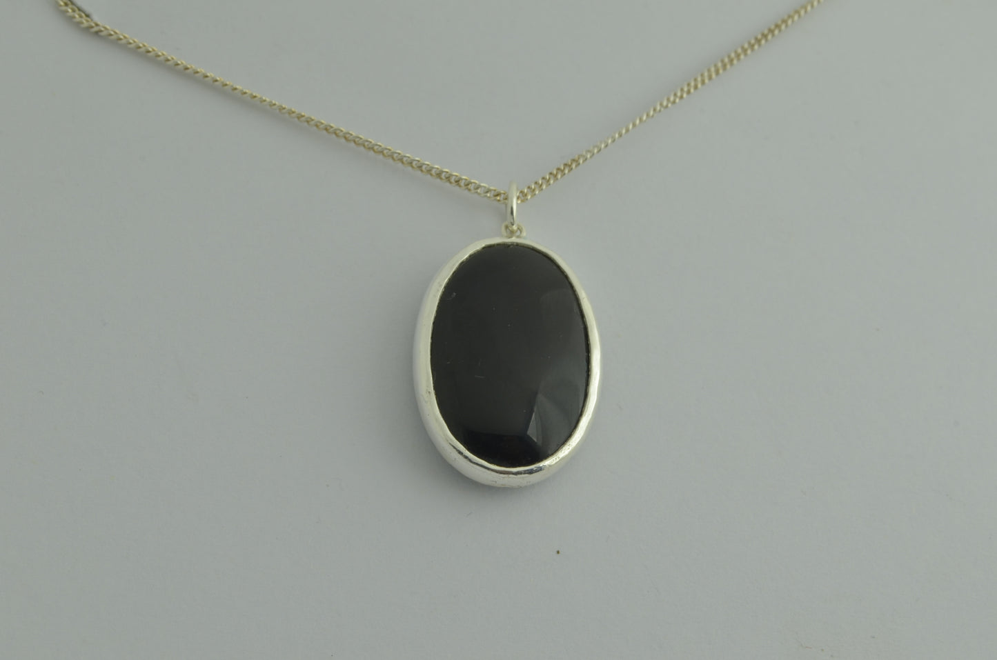 Silver black onyx necklace