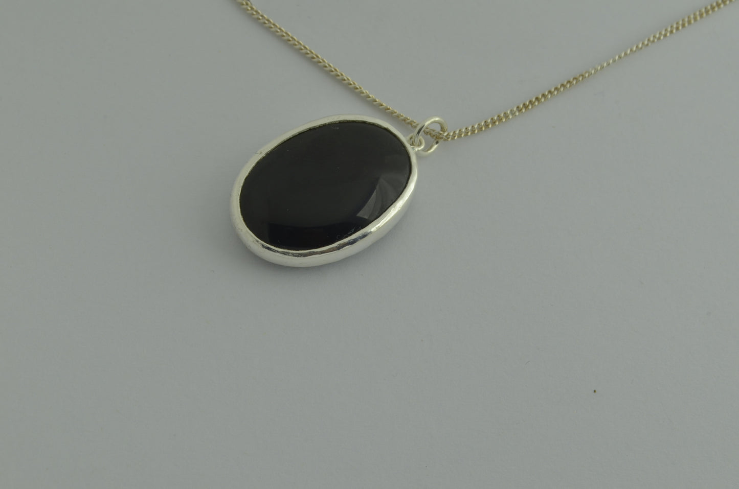 Silver black onyx necklace