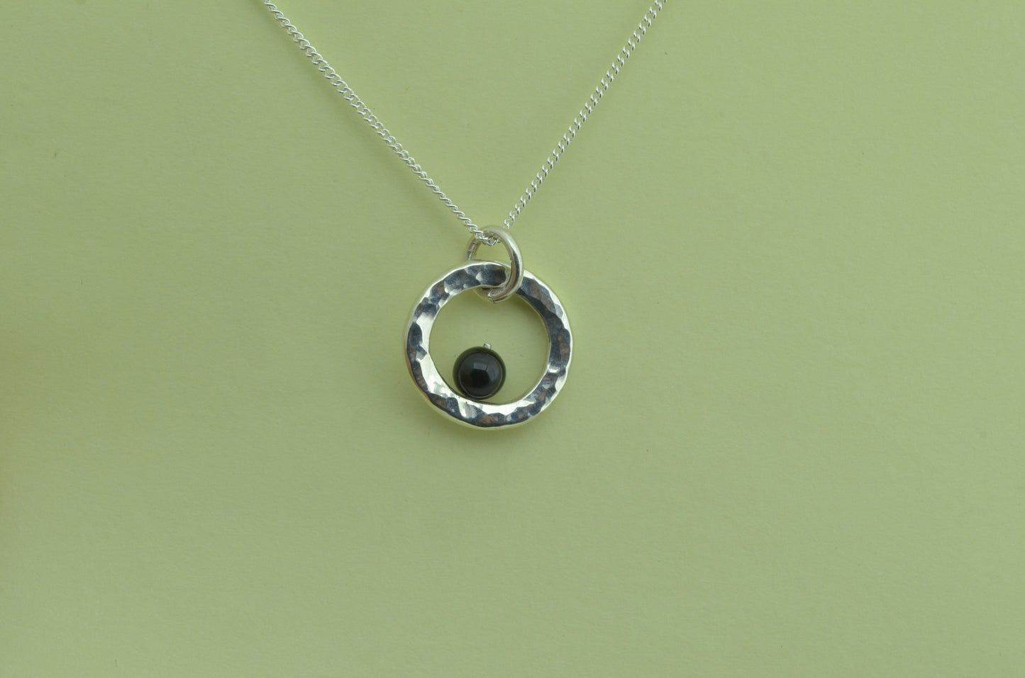 Silver black onyx necklace