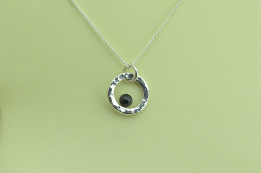 Silver black onyx necklace