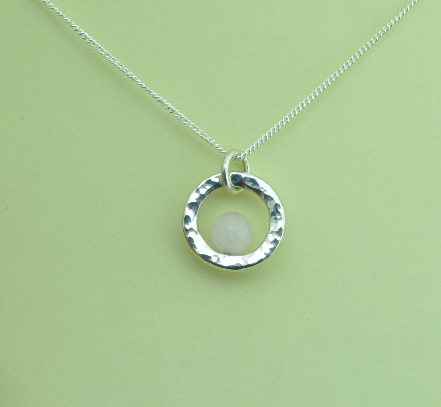 Silver Rose quartz necklace