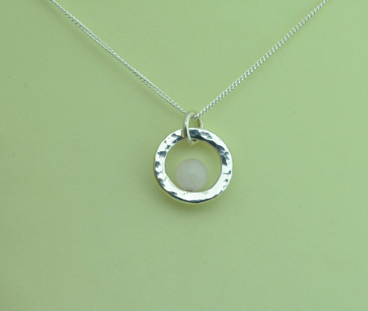 Silver Rose quartz necklace