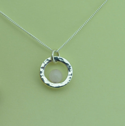 Silver Rose quartz necklace