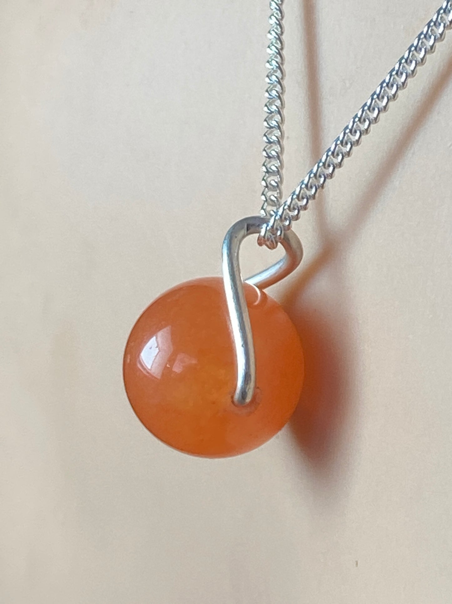 Aventurine Silver necklace, 18” silver chain