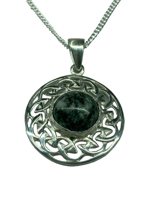 Preseli Bluestone and silver necklace, solid 925 sterling silver, 18” chain