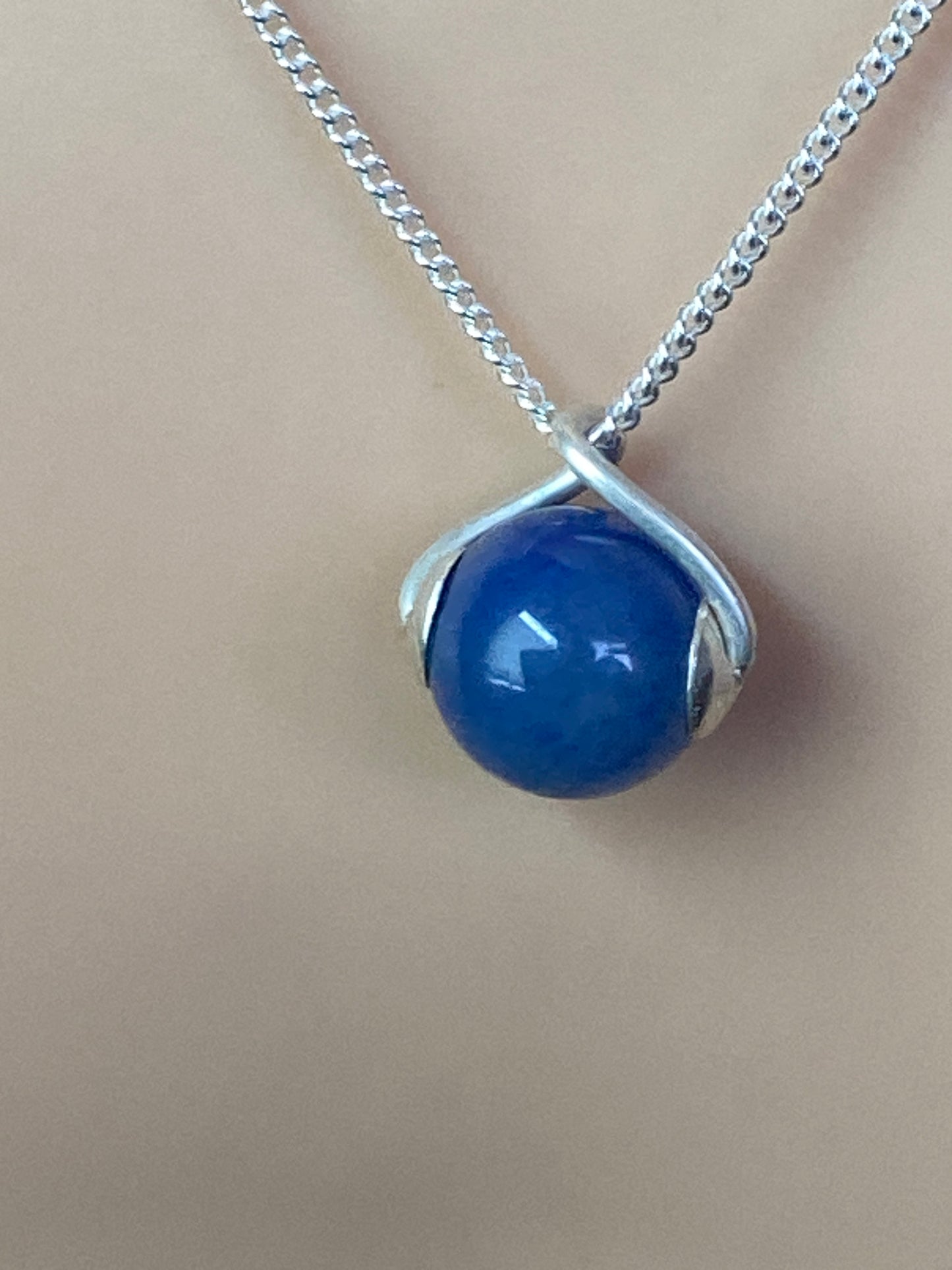 Silver Blue agate necklace