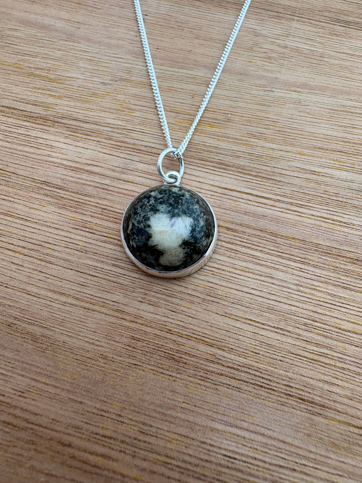 Preseli Bluestone silver pendant and solid 925 sterling silver, 18” chain