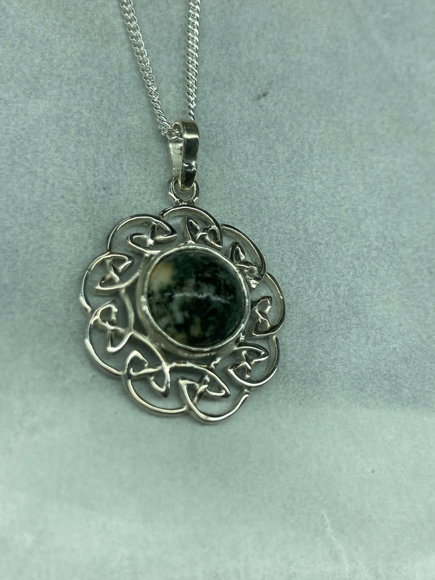 Preseli Bluestone and silver necklace, solid 925 sterling silver, 18” chain