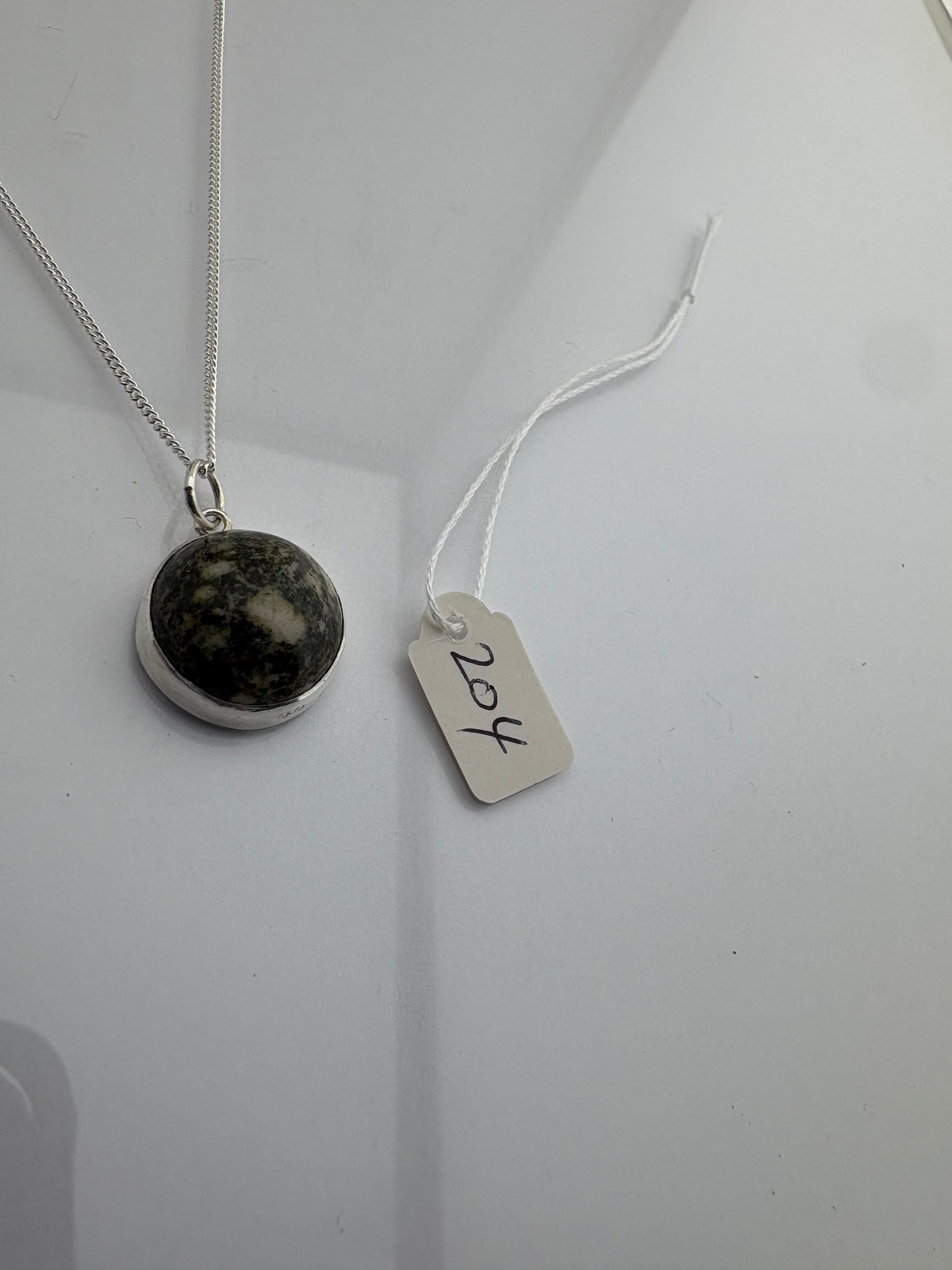 Preseli Bluestone and silver necklace, solid 925 sterling silver, 18” chain