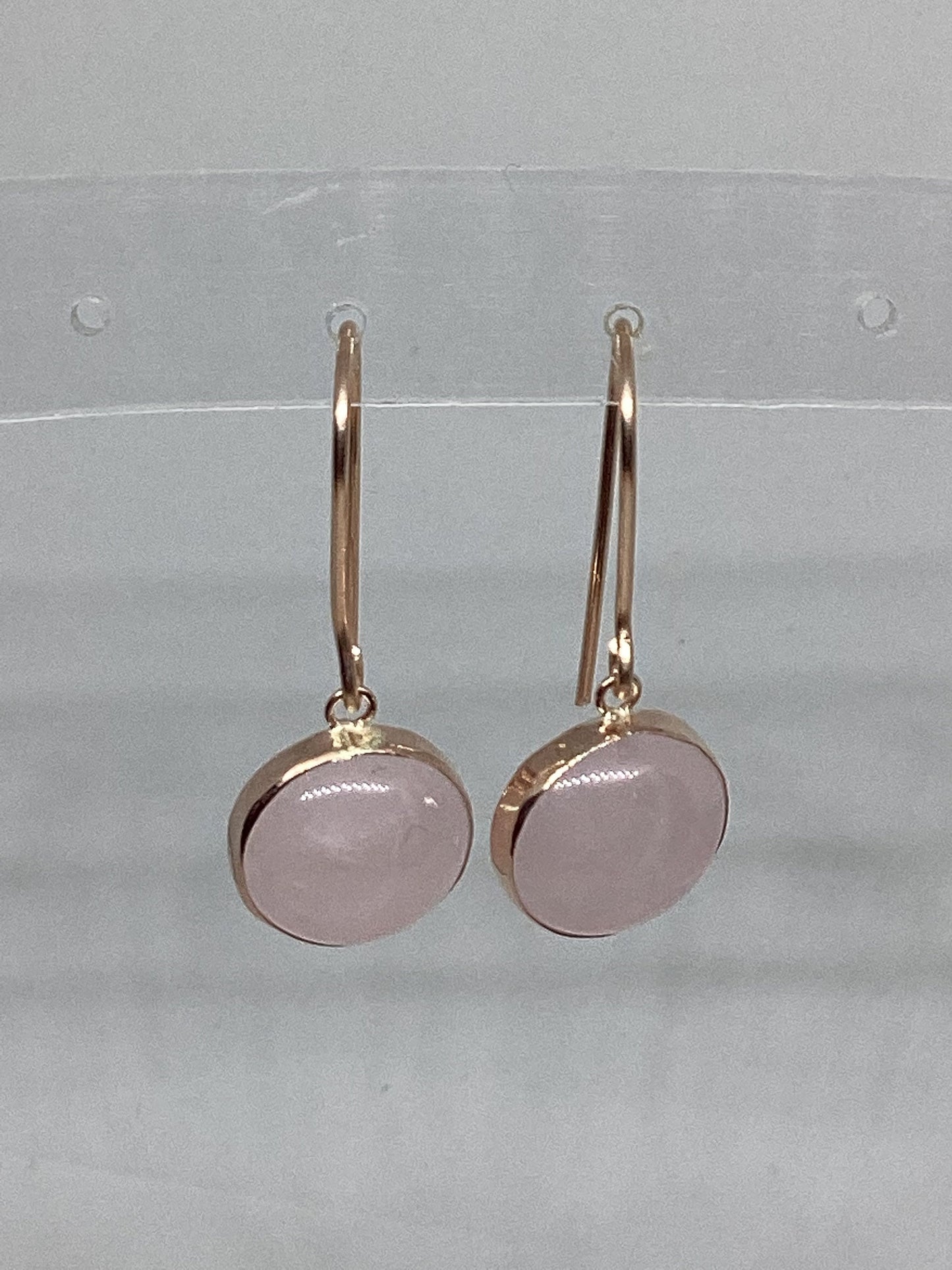 rose quartz Earrings, solid 9ct Rose  gold, pink stones dangle earrings