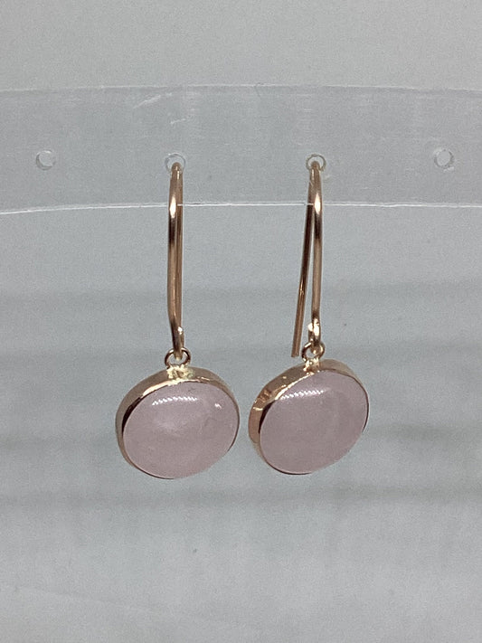 rose quartz Earrings, solid 9ct Rose  gold, pink stones dangle earrings