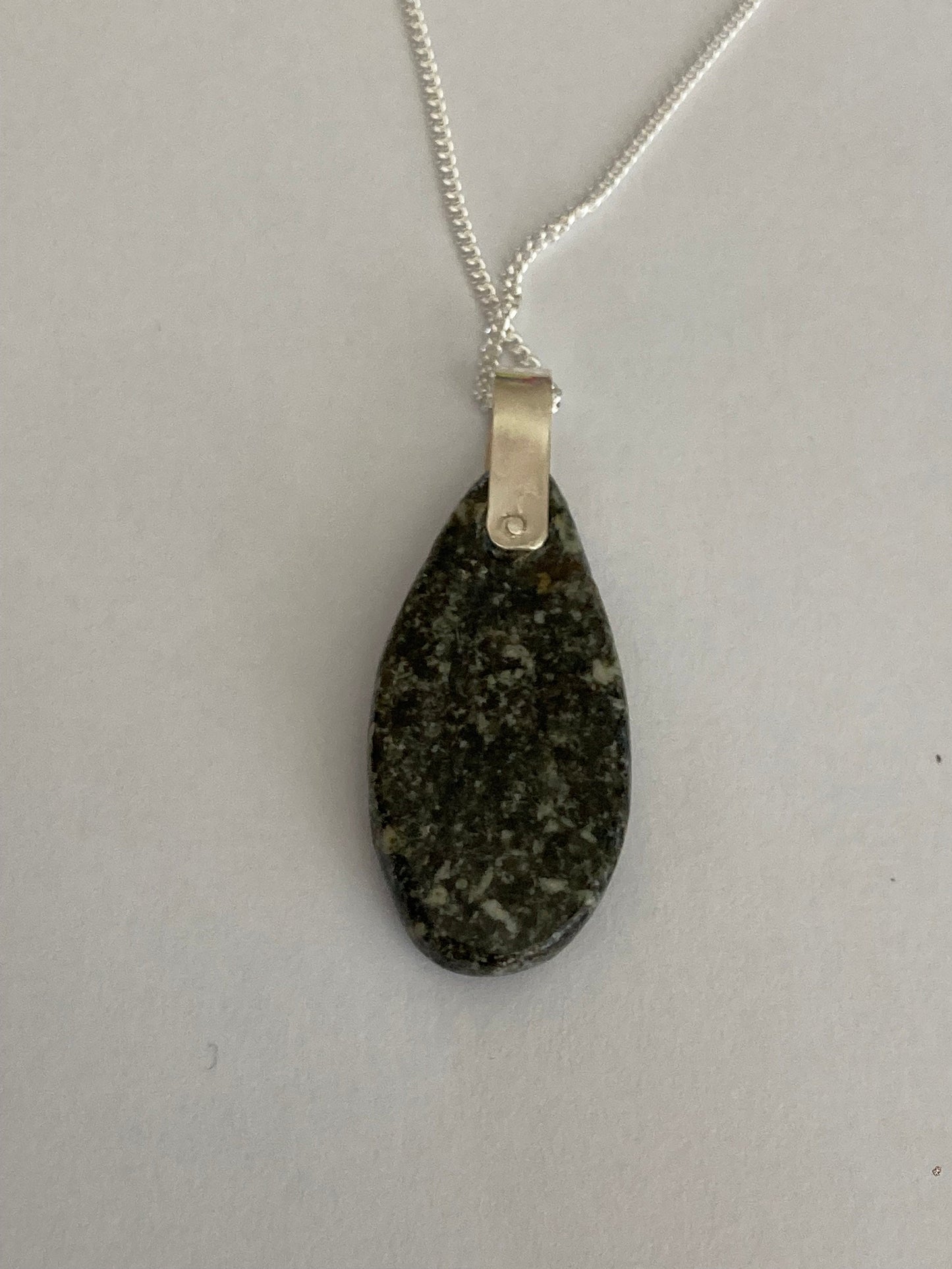 Preseli Bluestone pendant,solid 925 sterling silver, 18” chain
