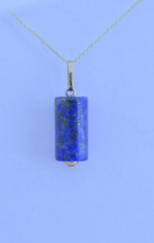lapis lazuli gold necklace, natural blue gemstone pendant, 18” chain a uk hallmark