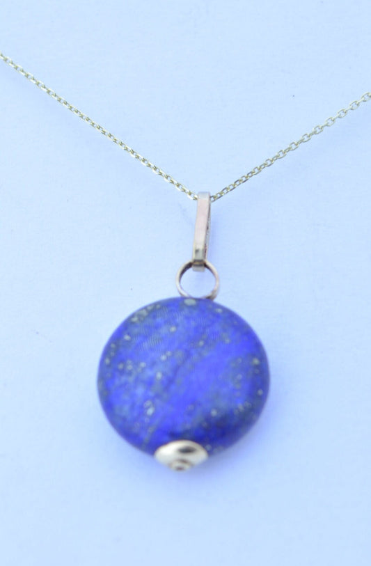 lapis lazuli necklace, natural blue gemstone pendant, 18” chain uk hallmark