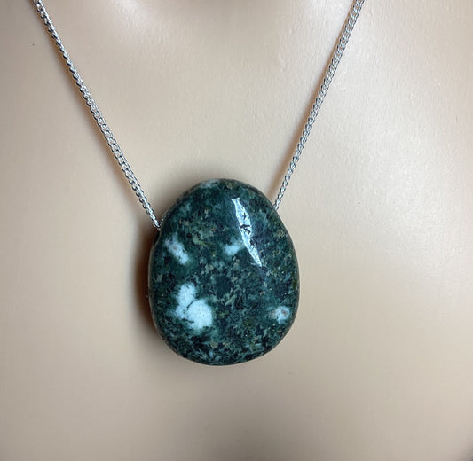 Preseli Bluestone necklace, solid 925 sterling silver 18” chain