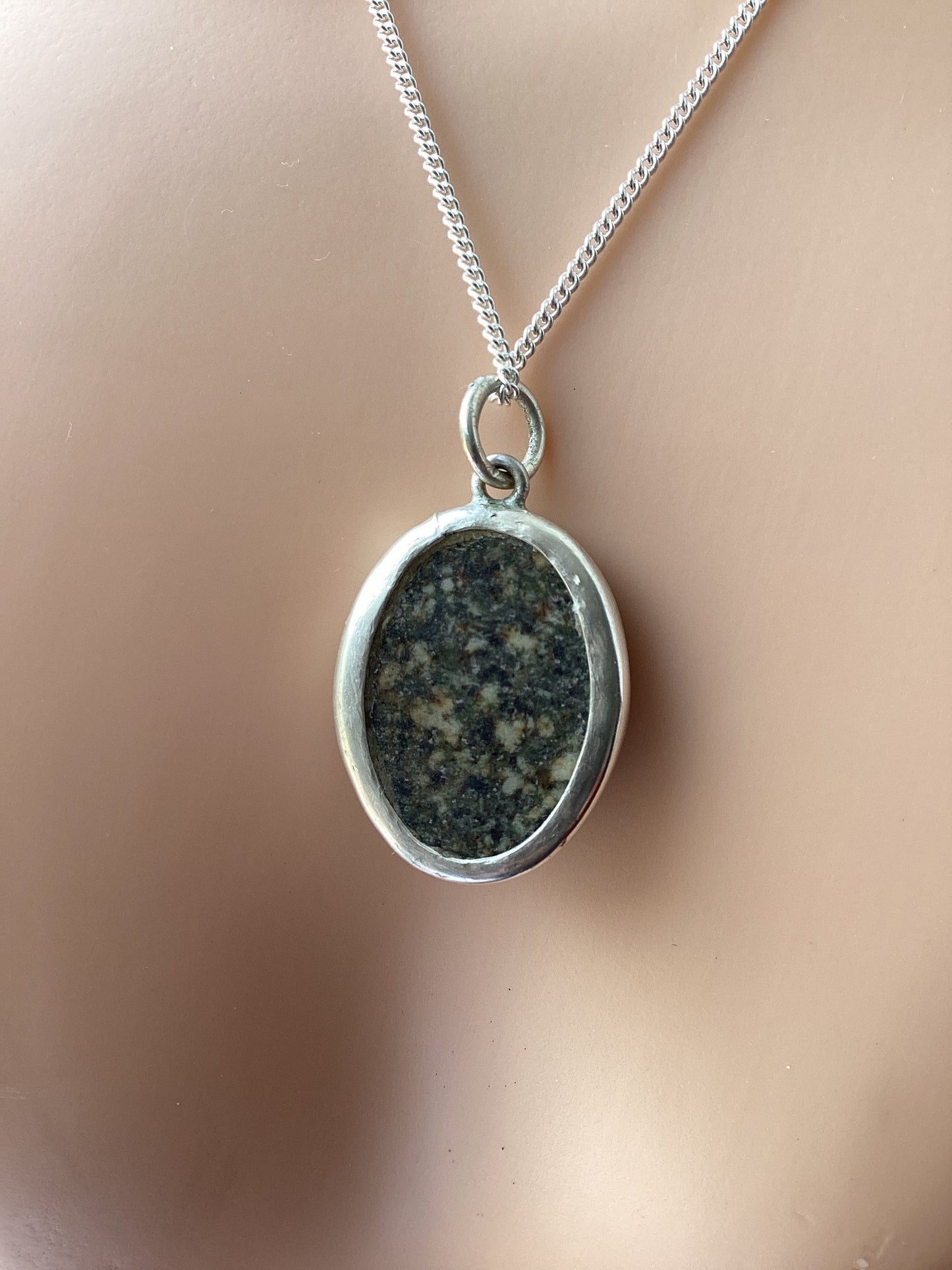 Preseli Bluestone pendant and chain, solid 925 sterling silver