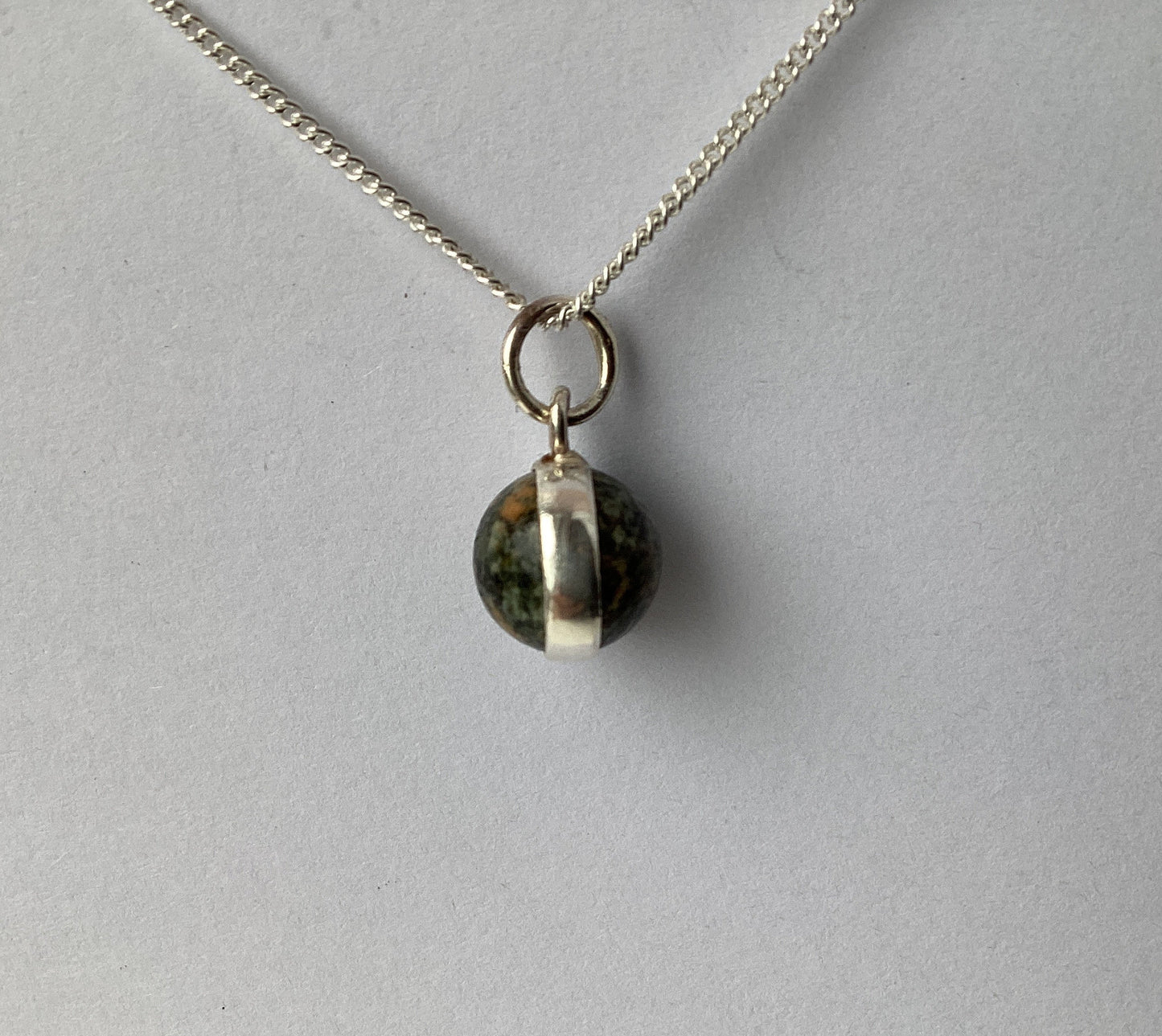Preseli Bluestone, solid 925 sterling silver, 18” chain