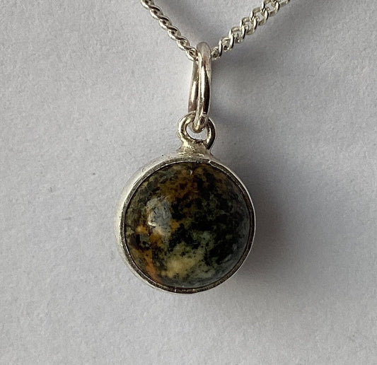 Preseli Bluestone small charm necklace, solid 925 sterling silver, 18” chain