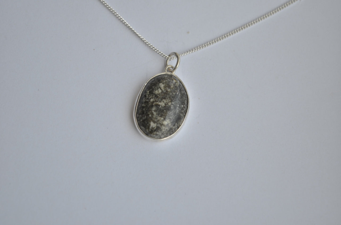 Preseli Bluestone pendant and solid 925 sterling silver 18” chain necklace
