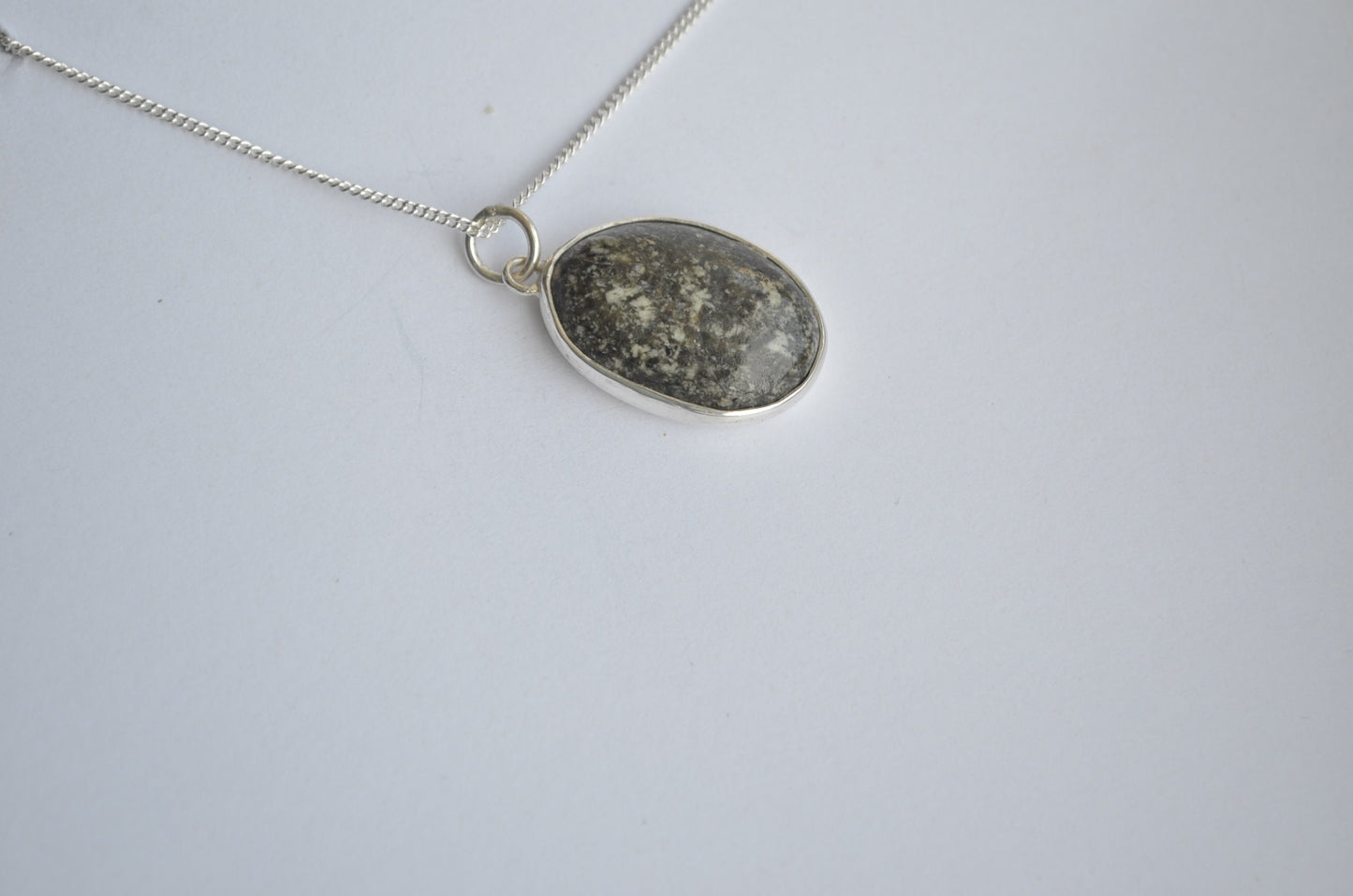 Preseli Bluestone pendant and solid 925 sterling silver 18” chain necklace