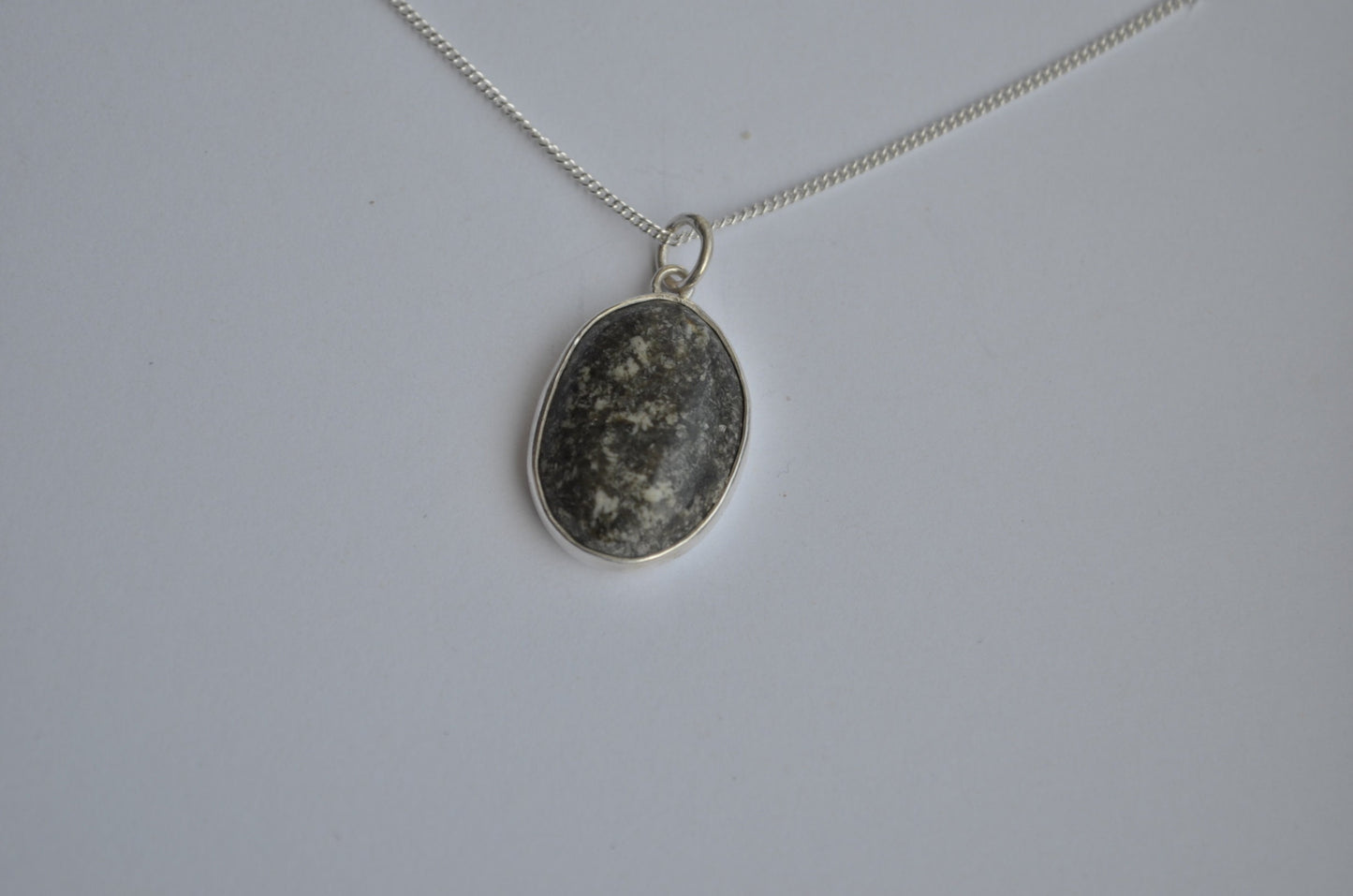 Preseli Bluestone pendant and solid 925 sterling silver 18” chain necklace
