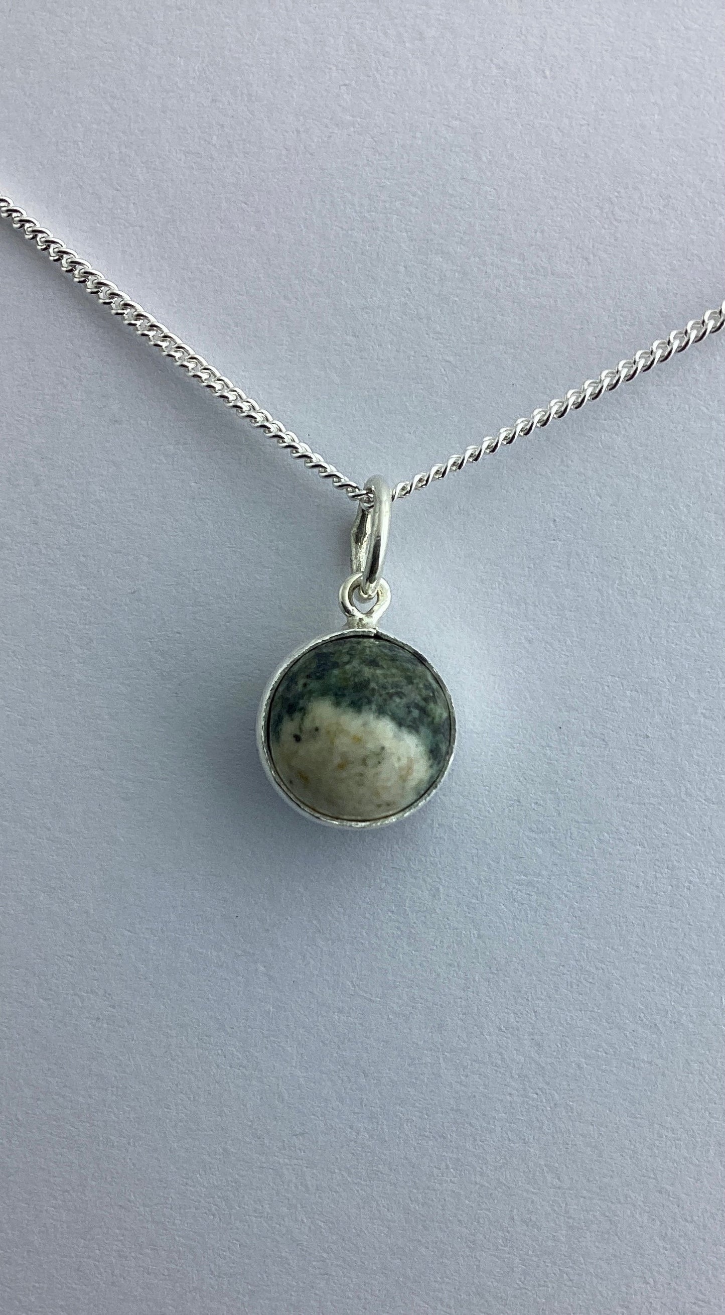 Preseli Bluestone small charm pendant,solid 925 sterling silver, 18” chain