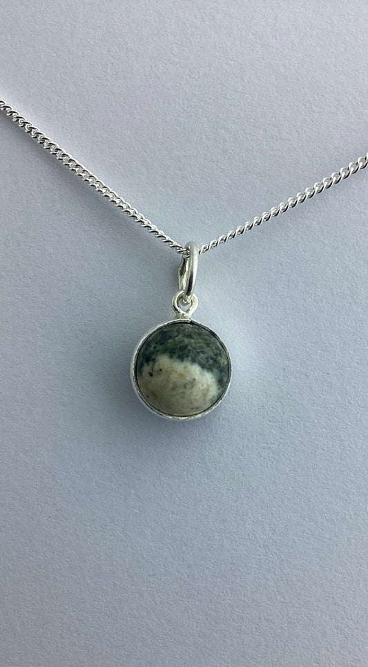 Preseli Bluestone small charm pendant,solid 925 sterling silver, 18” chain