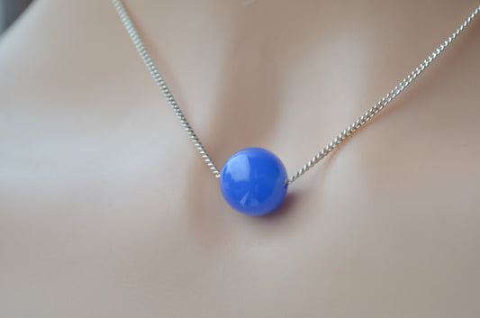 blue onyx necklace, solid sterling silver 18” chain