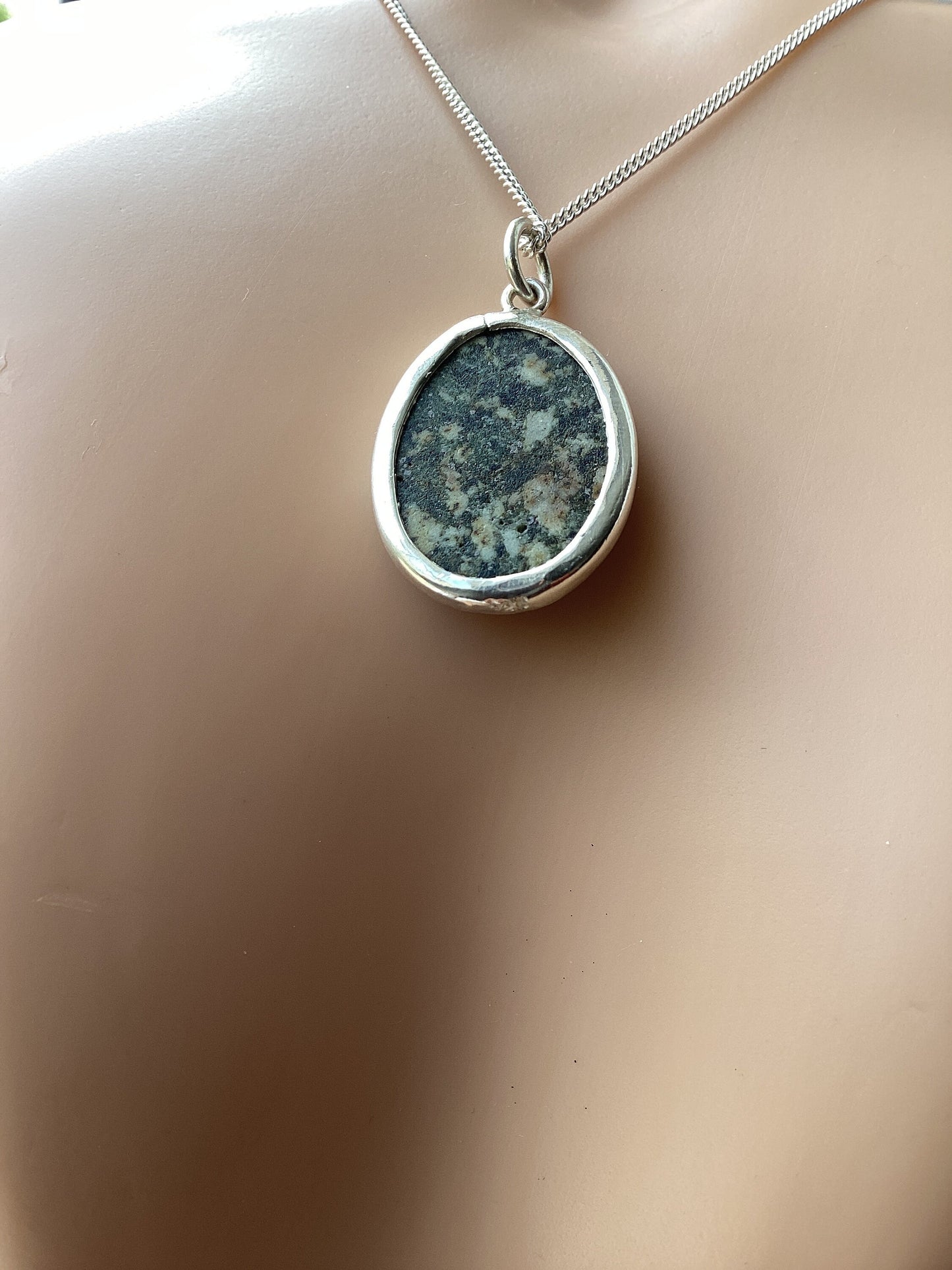 Preseli Bluestone necklace, 925 sterling silver 18” silver chain