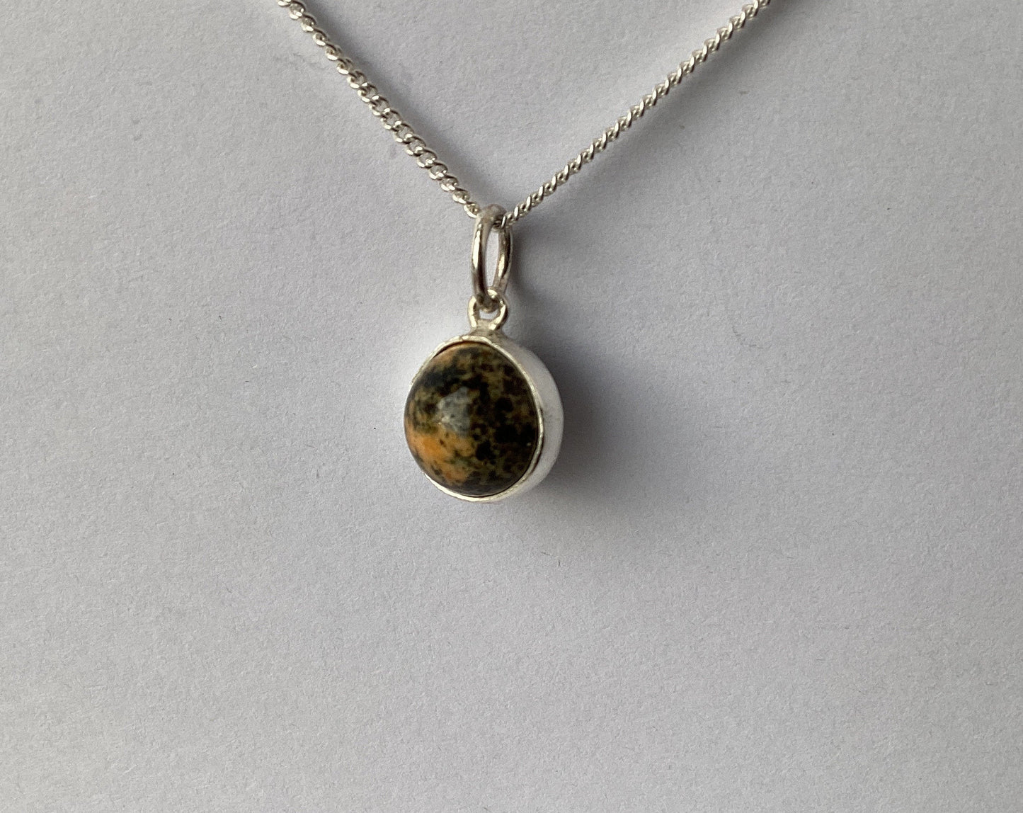 Preseli Bluestone small charm necklace, solid 925 sterling silver, 18” chain