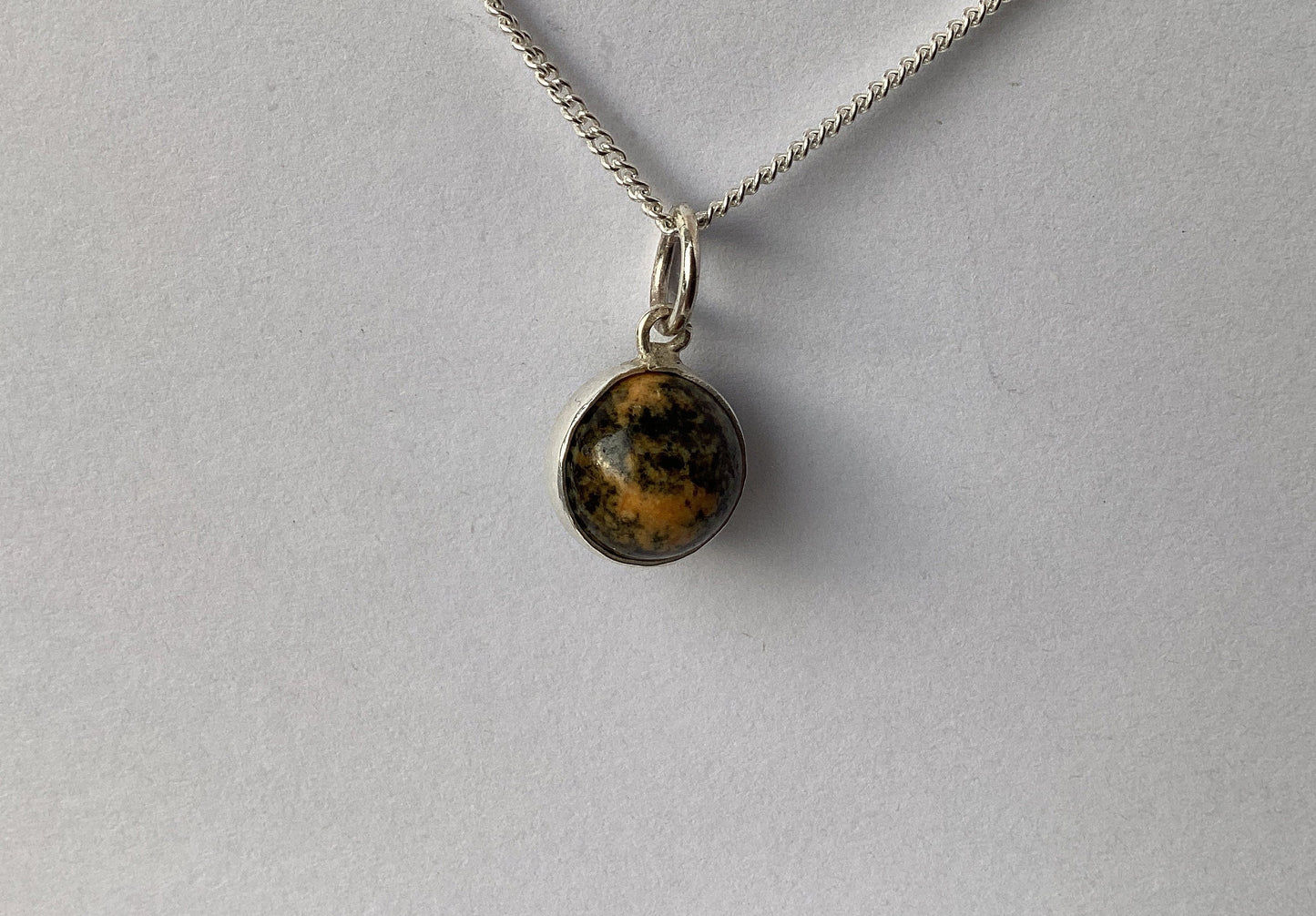 Preseli Bluestone small charm necklace, solid 925 sterling silver, 18” chain