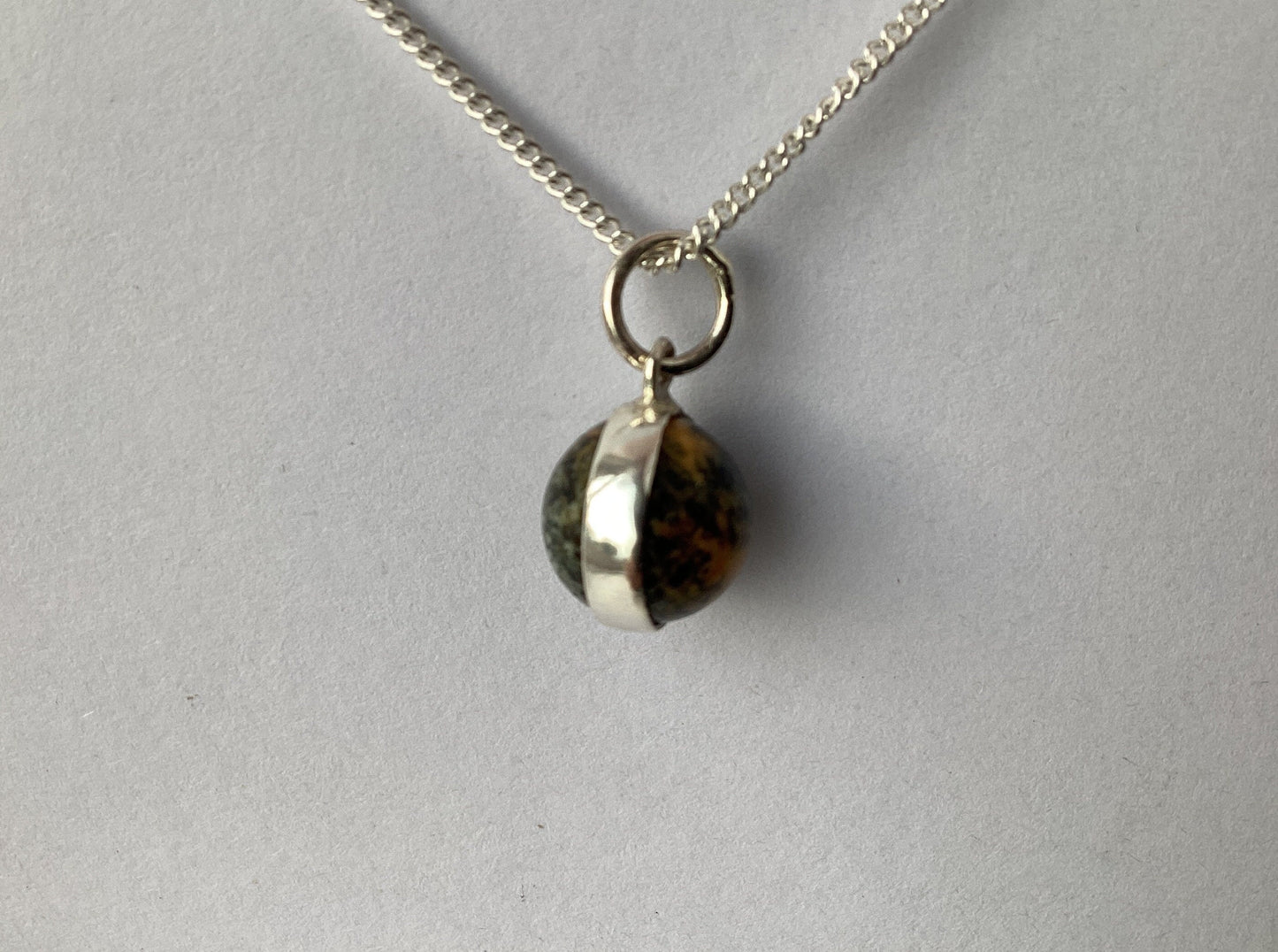Preseli Bluestone small charm necklace, solid 925 sterling silver, 18” chain