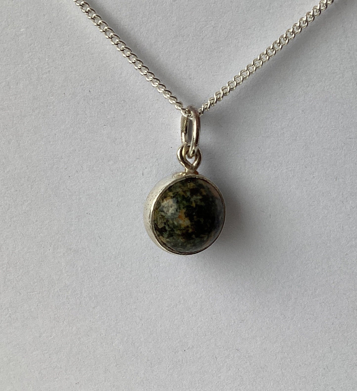 Preseli Bluestone, solid 925 sterling silver, 18” chain