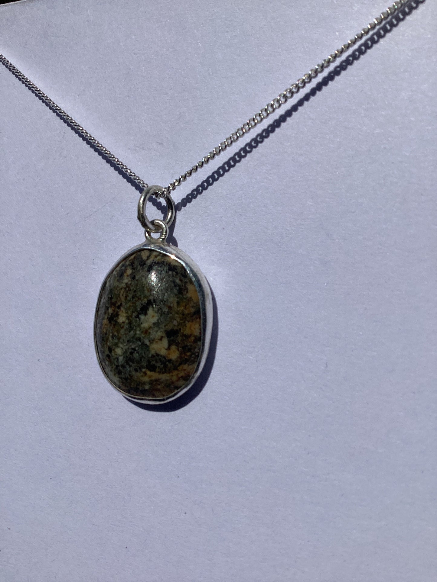 Preseli Bluestone pendant and solid 925 sterling silver 18” chain