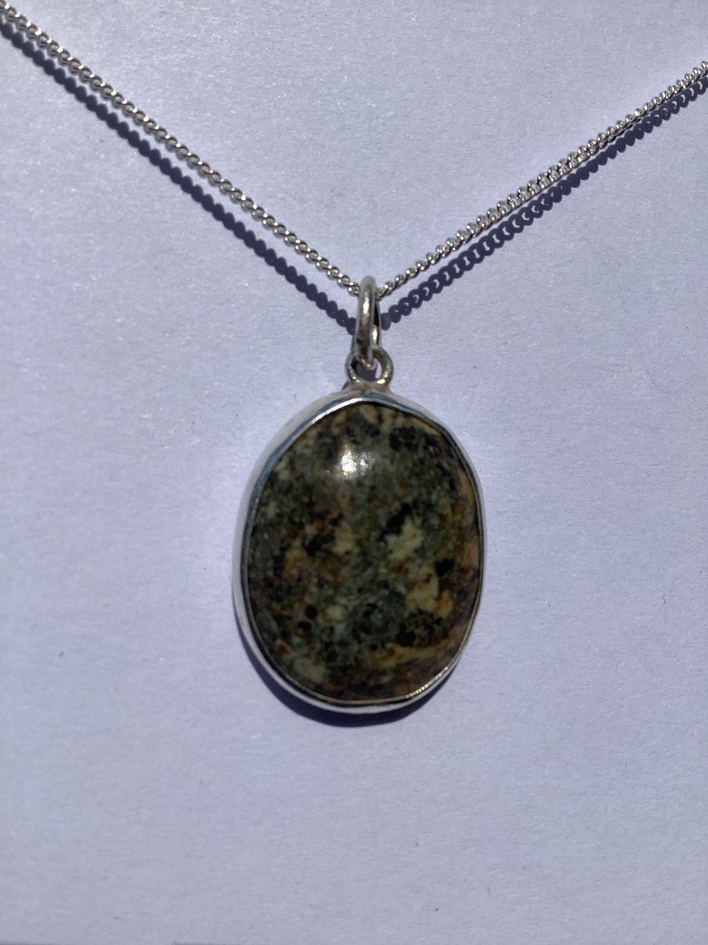 Preseli Bluestone pendant and solid 925 sterling silver 18” chain