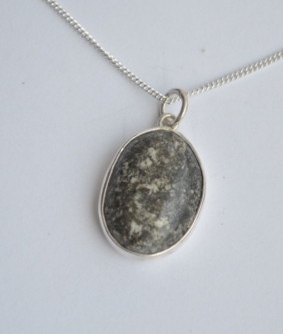 Preseli Bluestone pendant and solid 925 sterling silver 18” chain necklace