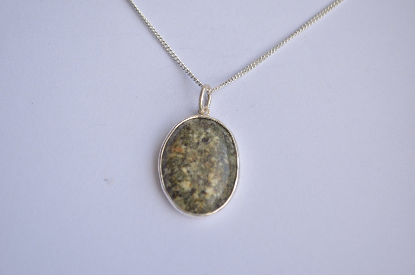 Preseli Bluestone pendant, silver necklace