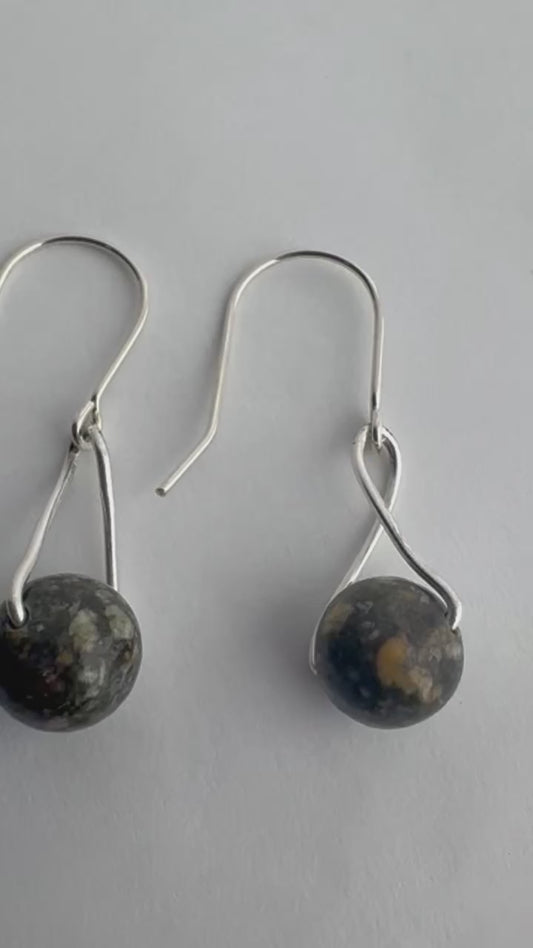 Preseli Bluestone silver earrings, solid 925 sterling silver