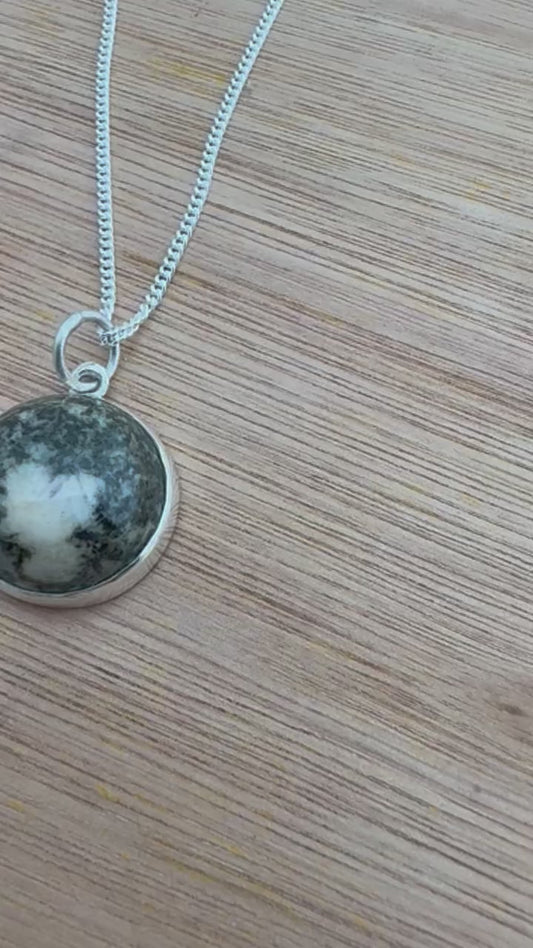 Preseli Bluestone silver pendant and solid 925 sterling silver, 18” chain