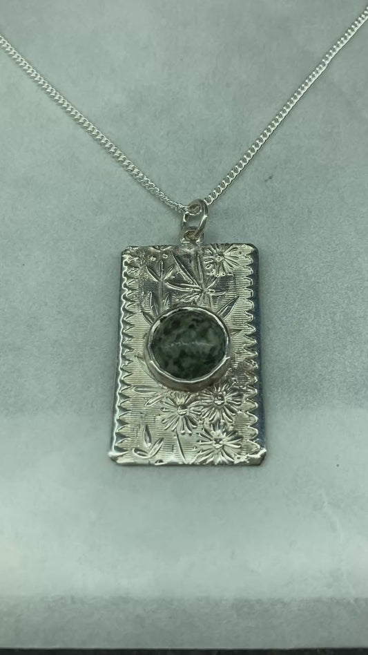 Preseli Bluestone and silver necklace, solid 925 sterling silver, 18” chain