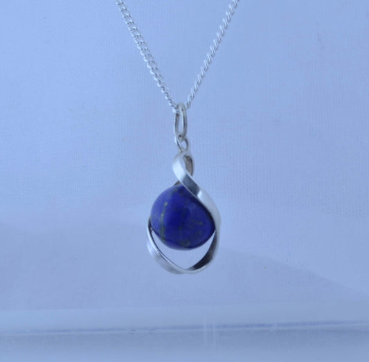 Silver lapis lazuli necklace