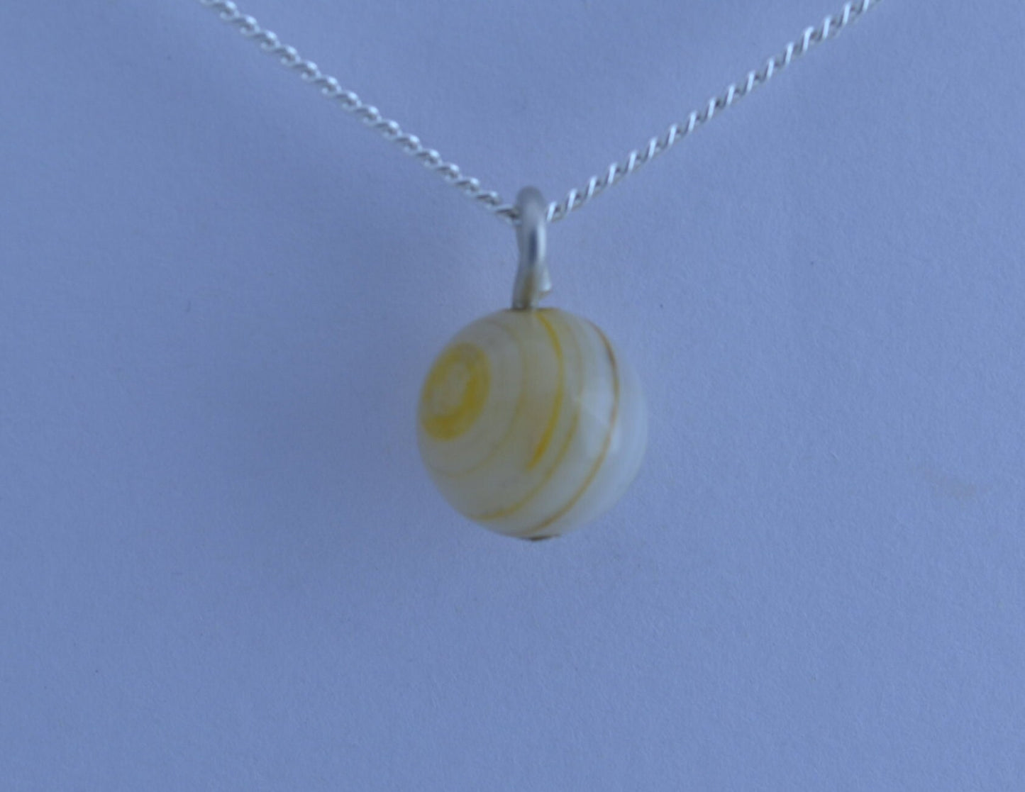 silver charm necklace, yellow agate pendant, round shape natural gemstone, 18” chain