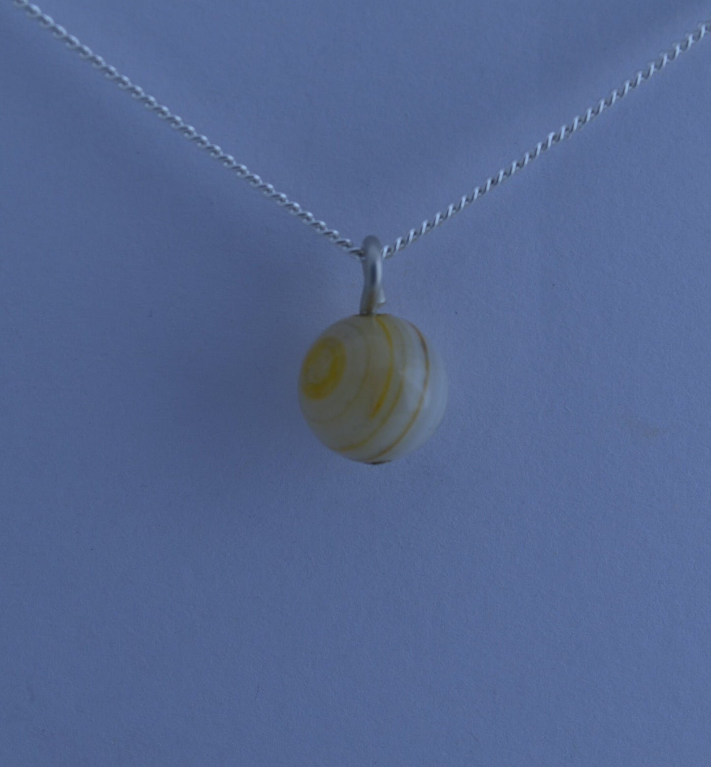 silver charm necklace, yellow agate pendant, round shape natural gemstone, 18” chain