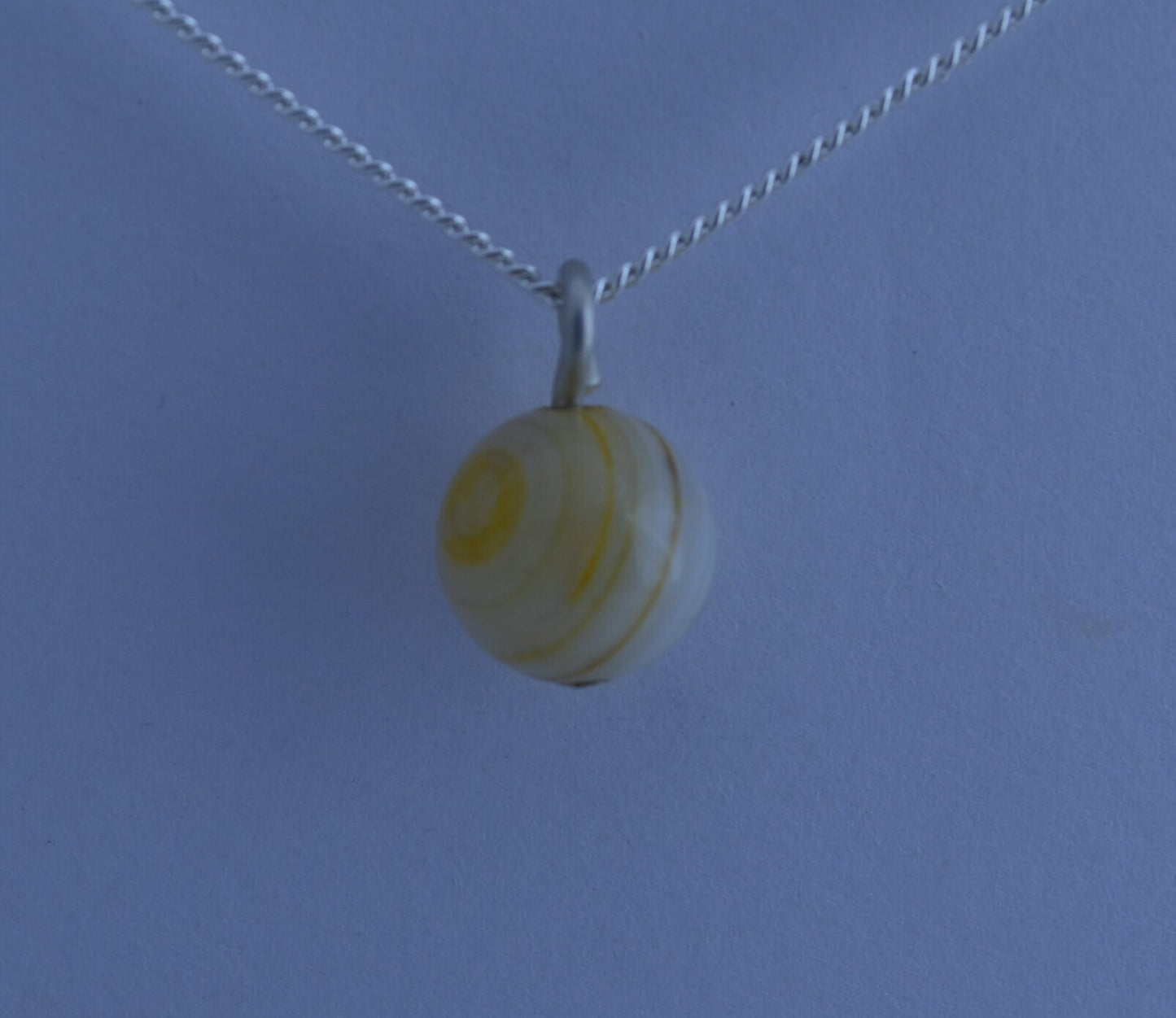 silver charm necklace, yellow agate pendant, round shape natural gemstone, 18” chain