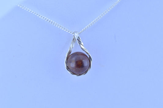 garnet silver necklace, twisted shape pendant, 18” chain, bell red natural gemstone